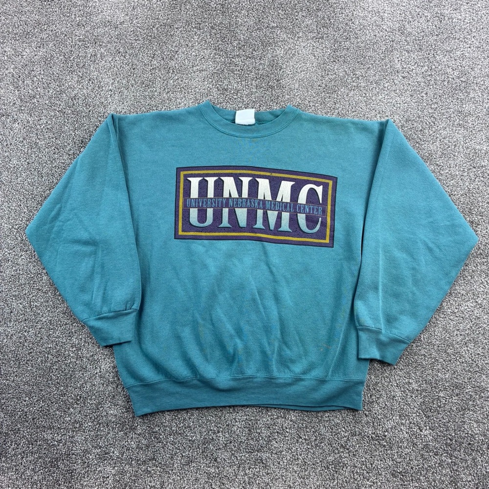 Vintage UNMC Nebraska Medical Center Sweatshirt Mens XL Teal Blue Crewneck